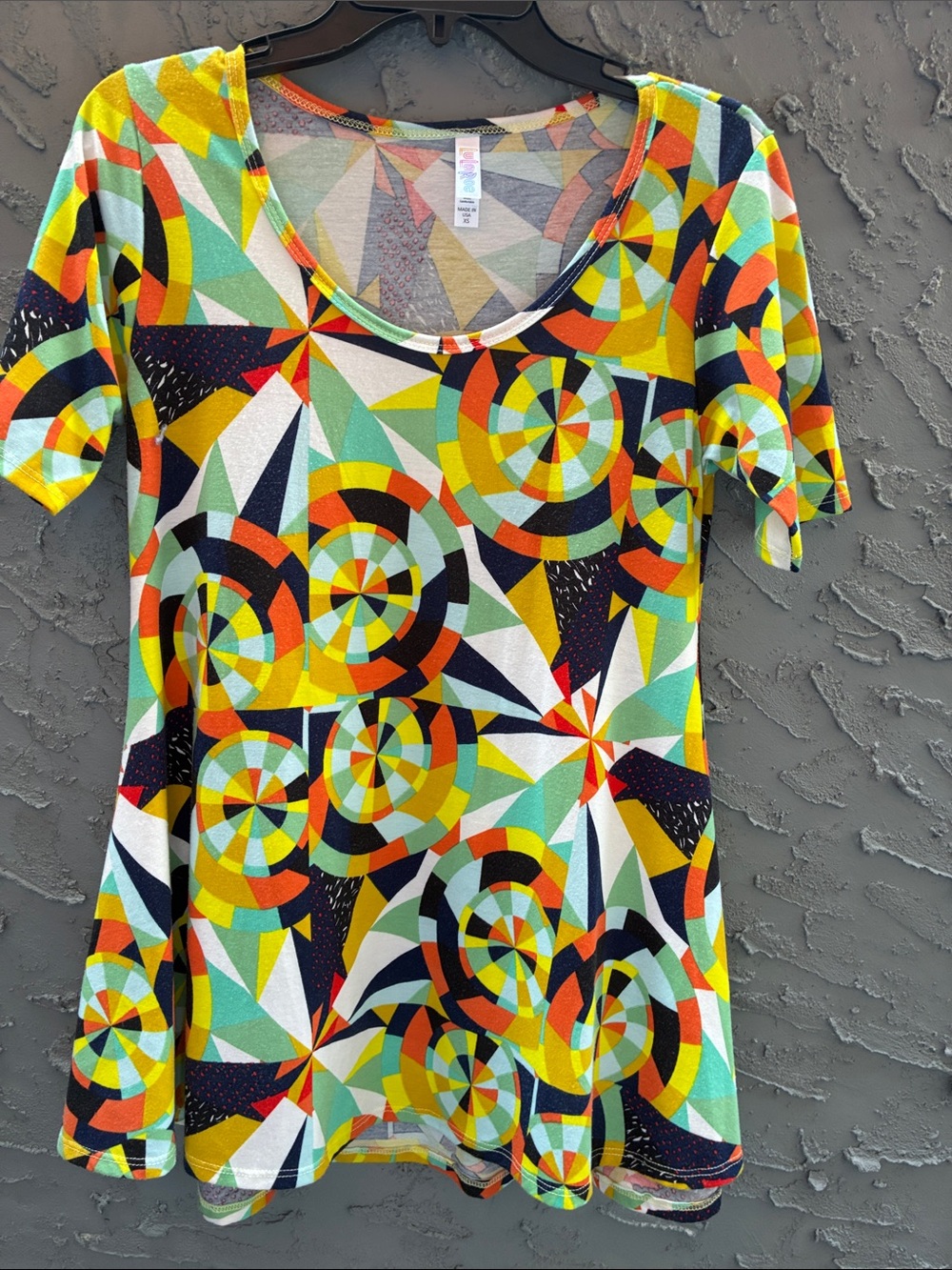 VTG InspiredHippie Colorful Geometric Dopamine Scoop Neck Dress Retro 70s XS